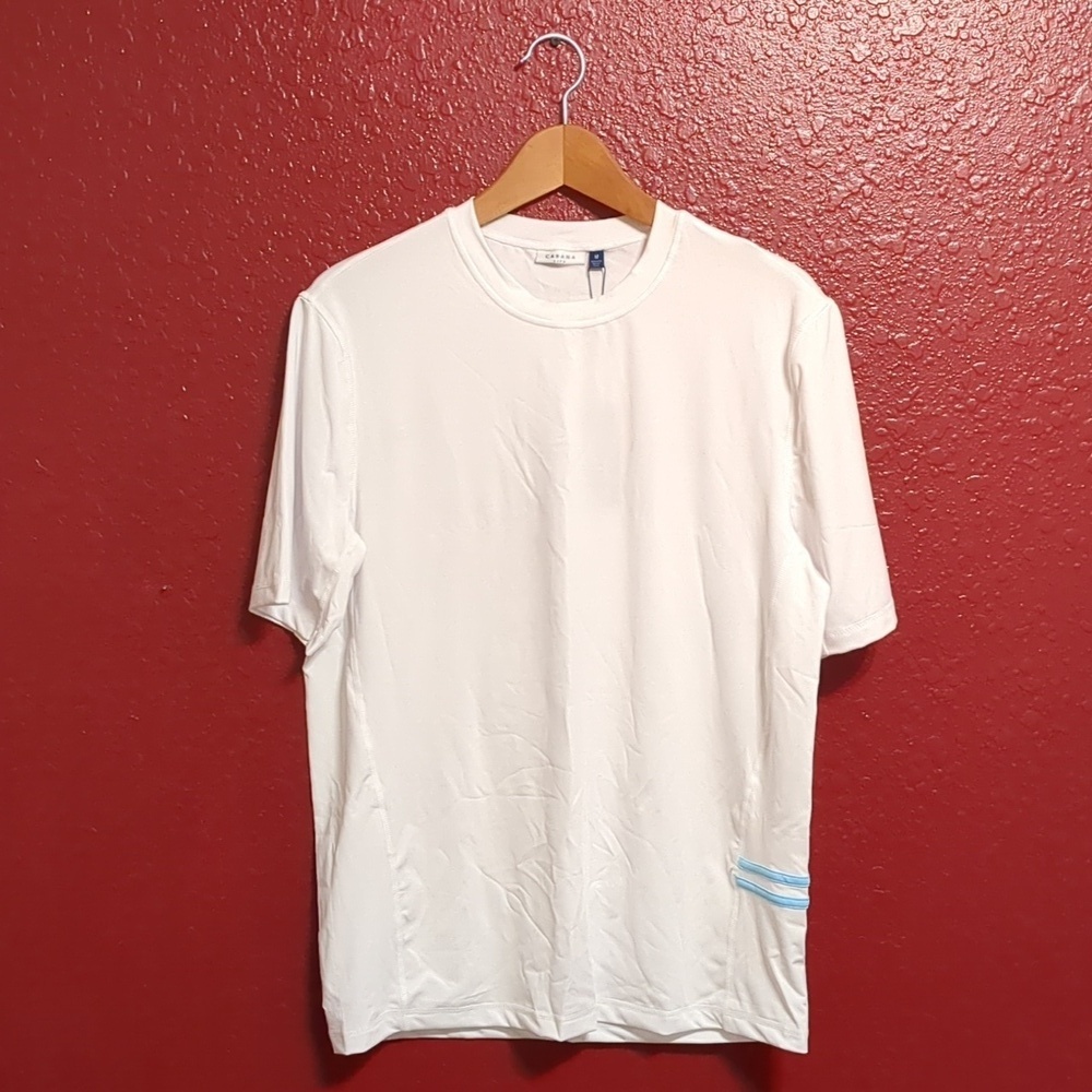 CABANA LIFE Men's White Short Sleeve Rashguard 50+UPF Activewear T-Shirt NWT